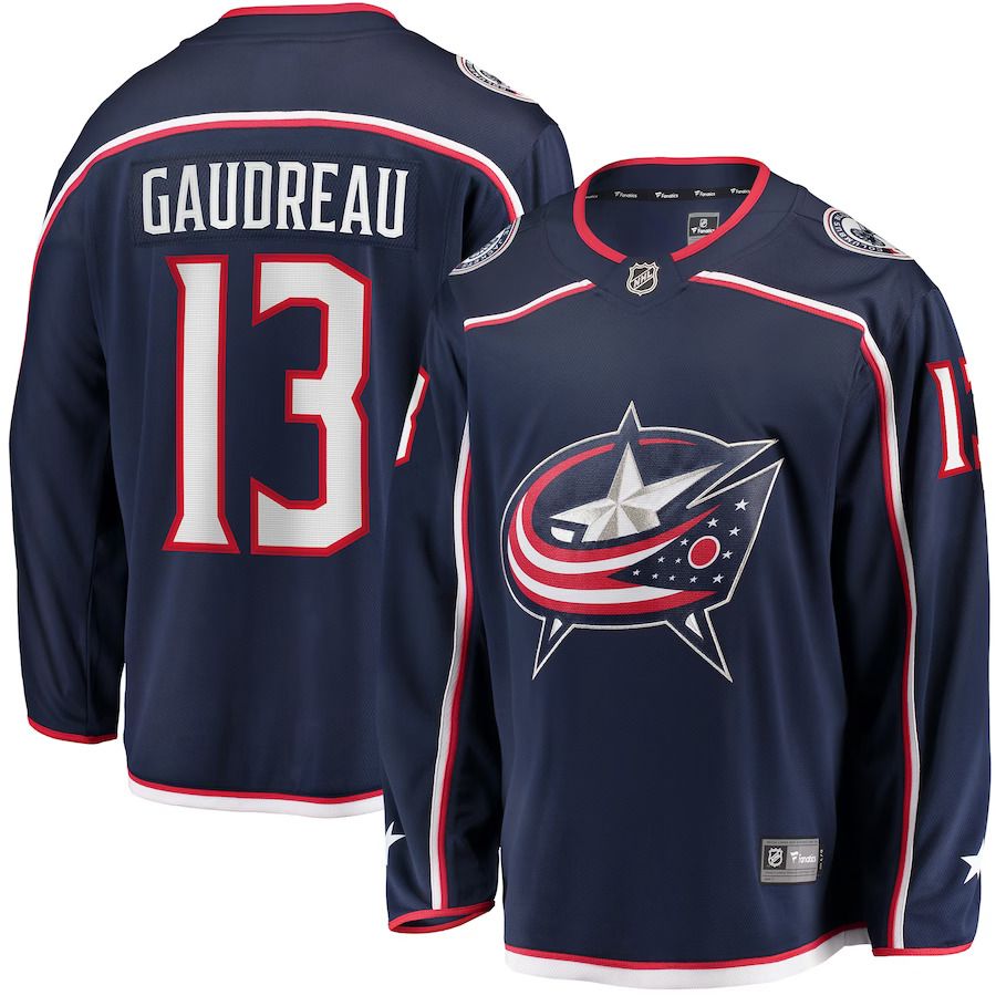 Men Columbus Blue Jackets #13 Johnny Gaudreau Fanatics Branded Navy Breakaway Player NHL Jersey